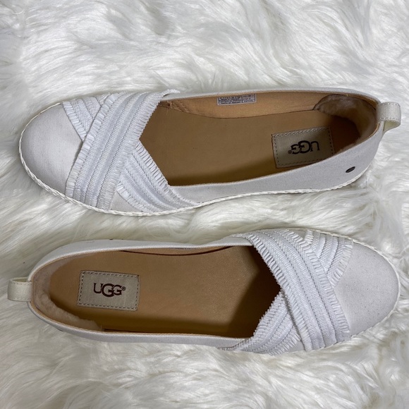 UGG Shoes - Ugg Ynez White Ruffle Flats